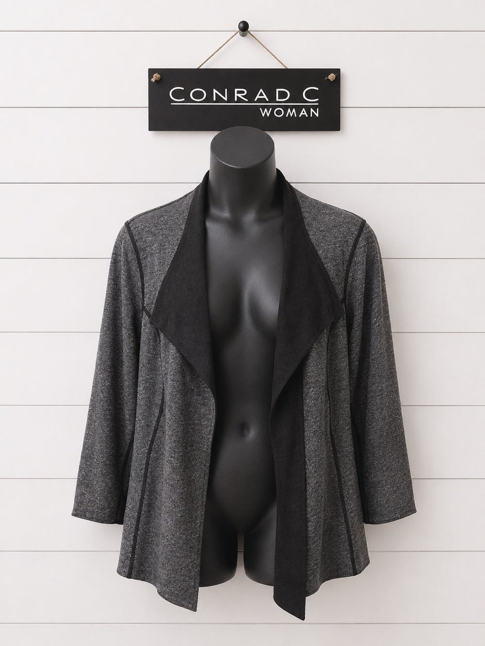 CONRAD C Woman Grey Open-Front Cardigan – Size 3X